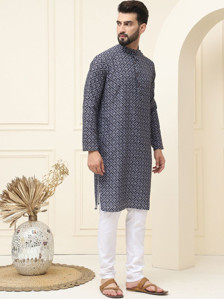 SOJANYA Motif Etnik Bercetak Kurta Kapas Tulen Biasa Dengan Pijama