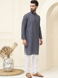 SOJANYA Motif Etnik Bercetak Kurta Kapas Tulen Biasa Dengan Pijama