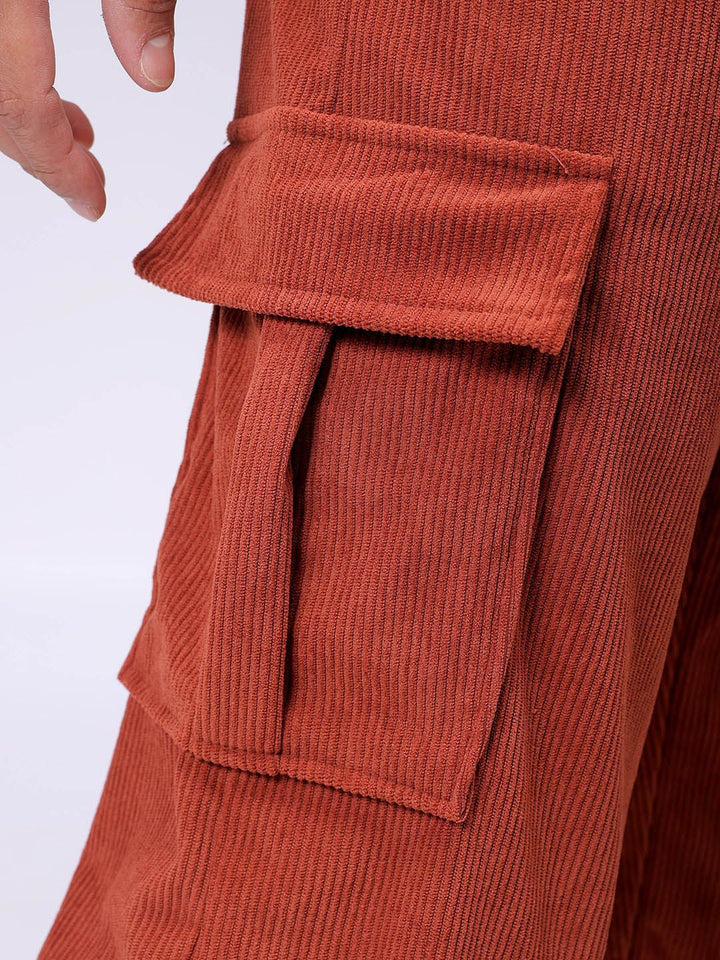 The Indian Garage Co Men Textured Loose Fit Cargos Trousers
