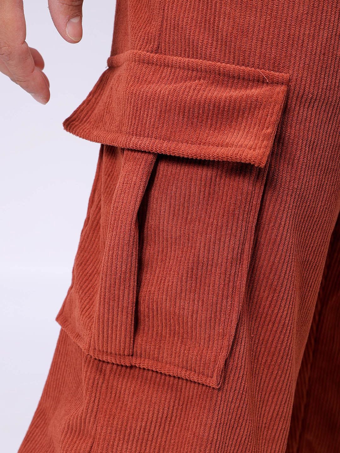 The Indian Garage Co Men Textured Loose Fit Cargos Trousers