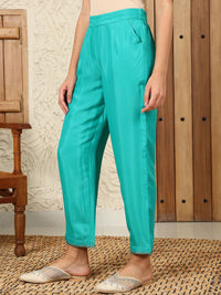 W Solid Women Straight Fit Pleated Casual Trousers