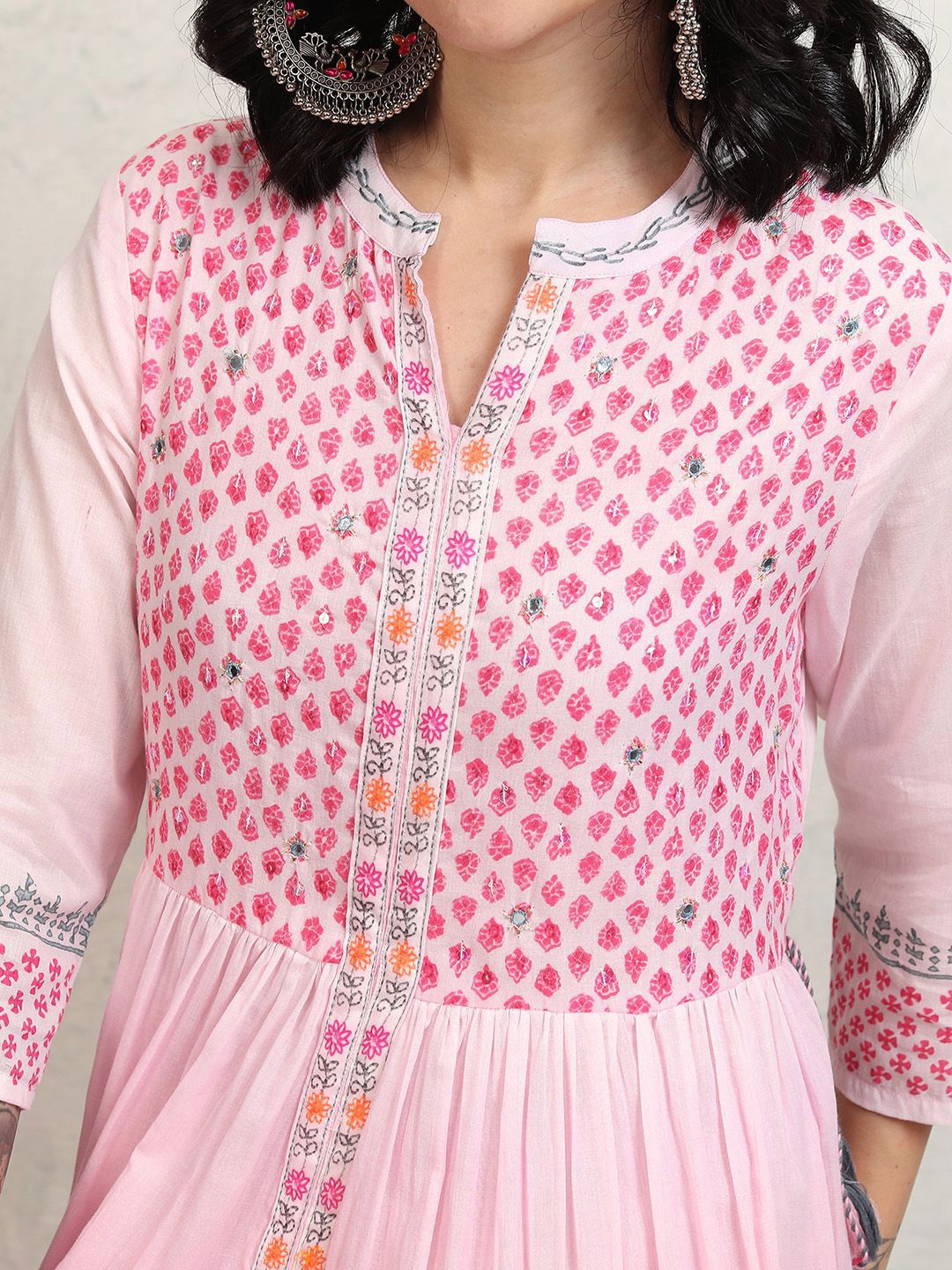 Vishudh Embroidered Ombre Tiered Maxi Ethnic Dress