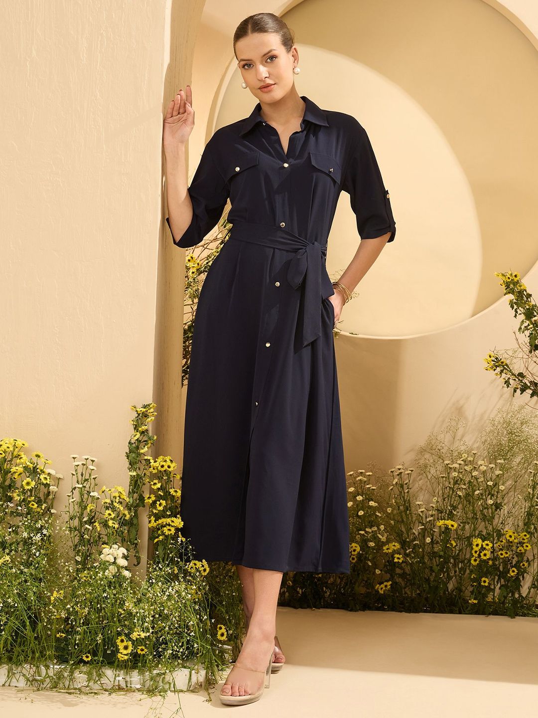Antheaa Women Shirt Midi Dress
