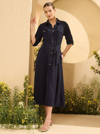 Antheaa Women Shirt Midi Dress
