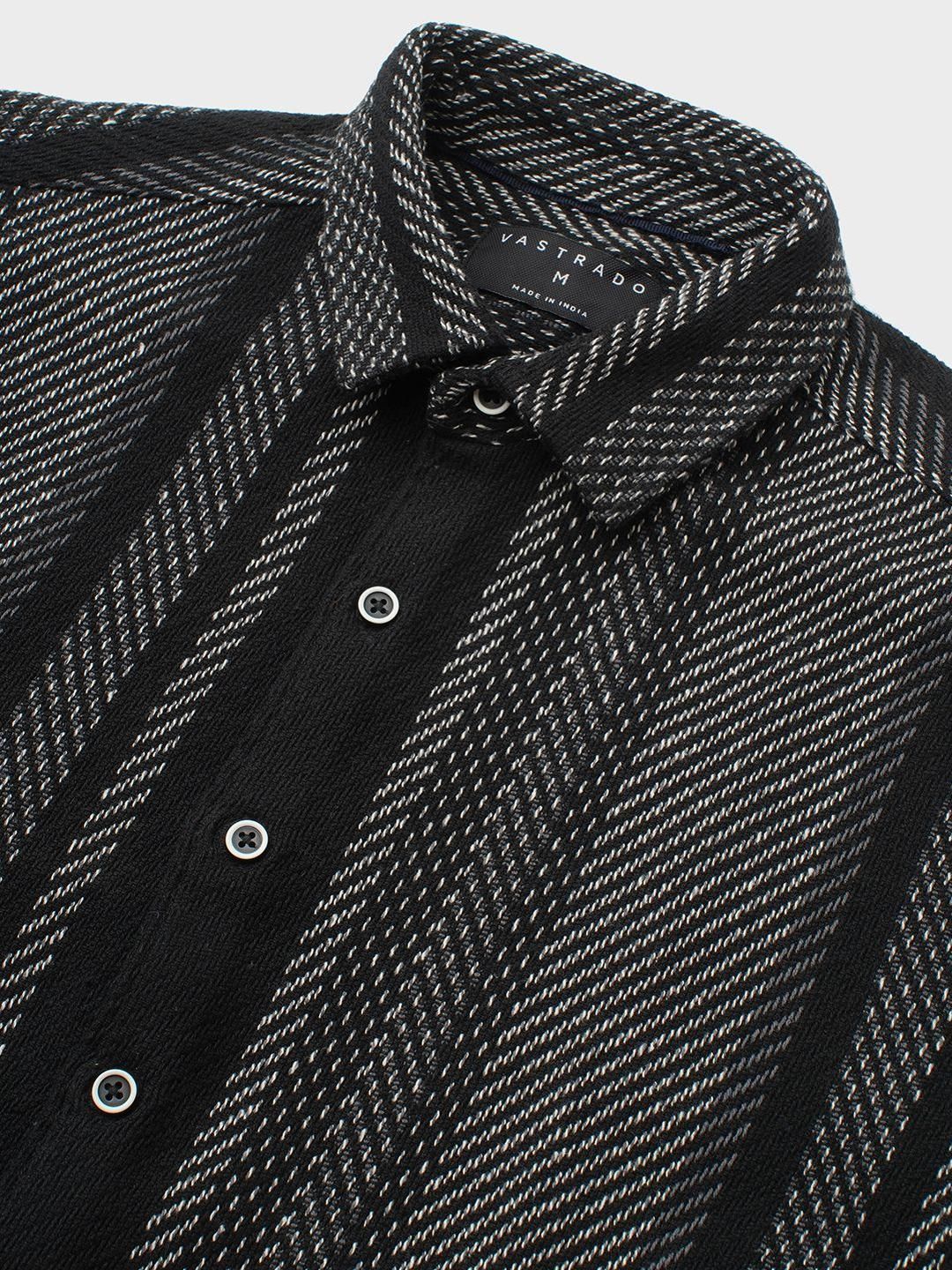 VASTRADO Men Classic Fit Vertical Striped Spread Collar Cotton Casual Shirt