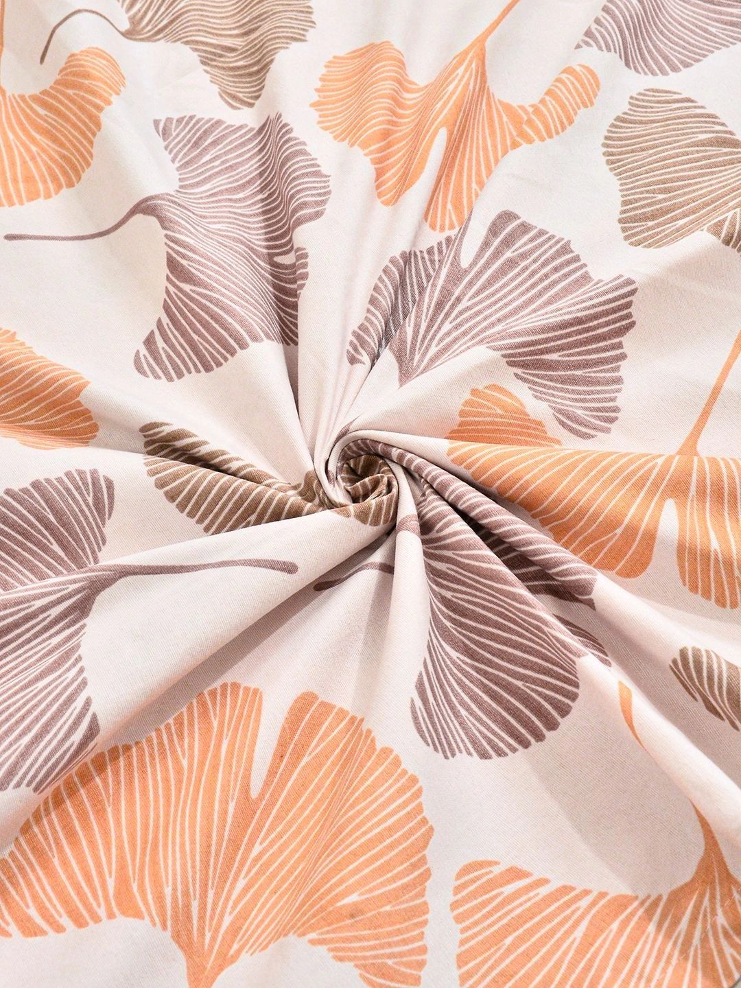 KLOTTHE Beige & Orange Floral 300 TC Single Bedsheet with 1 Pillow Covers