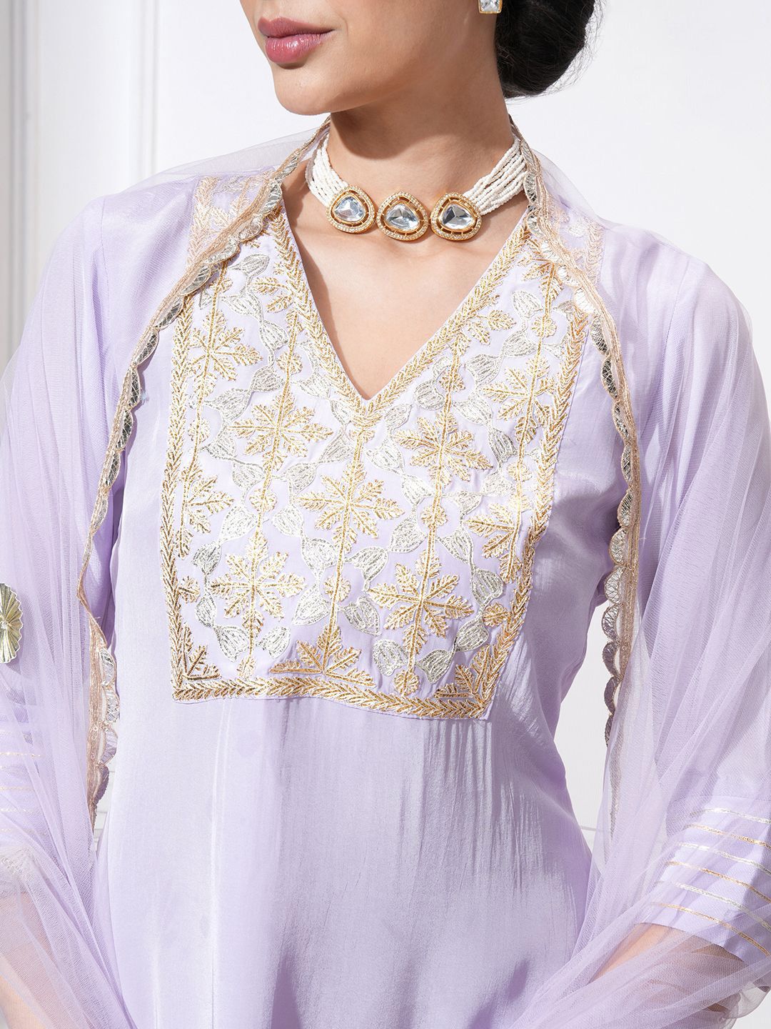 Vishudh Women Ethnic Motifs Embroidered Regular Kurta with Trousers & With Dupatta