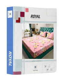 KLOTTHE Valentines Day Special Pink Floral Cotton 300 TC King Fine Bedsheet with 2 Pillow Covers-250 x 225 cm