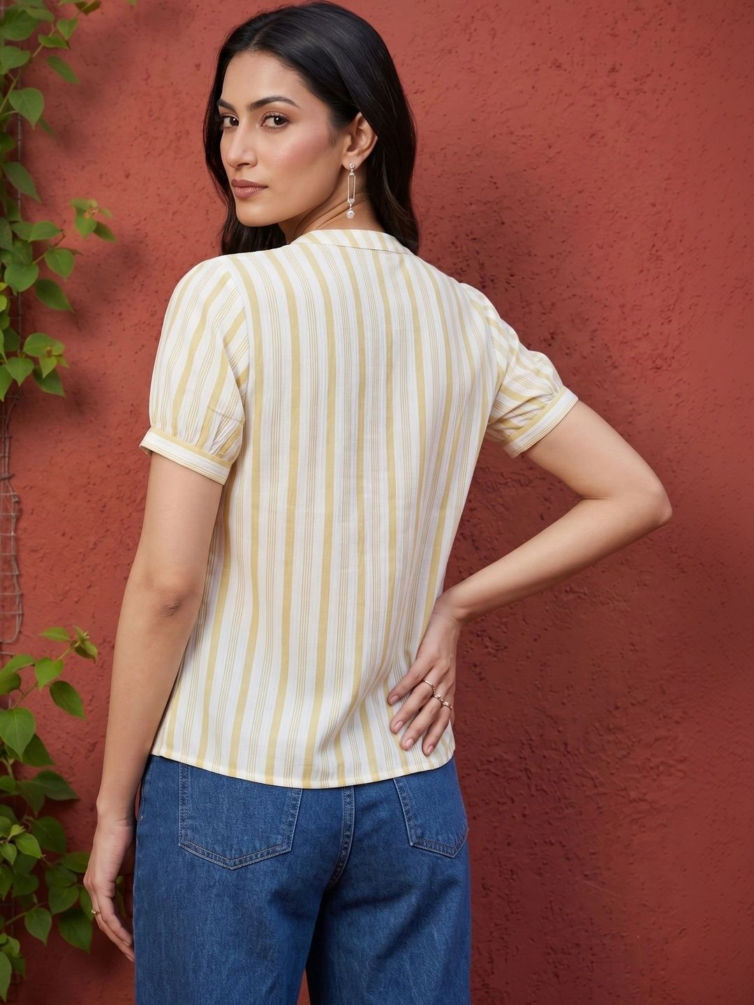 Mamicha Striped Puff Sleeve Top