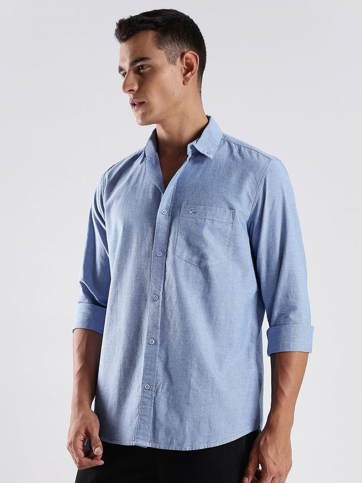 ADRO Men Standard Fit Solid Button-Down Collar Cotton Casual Shirt