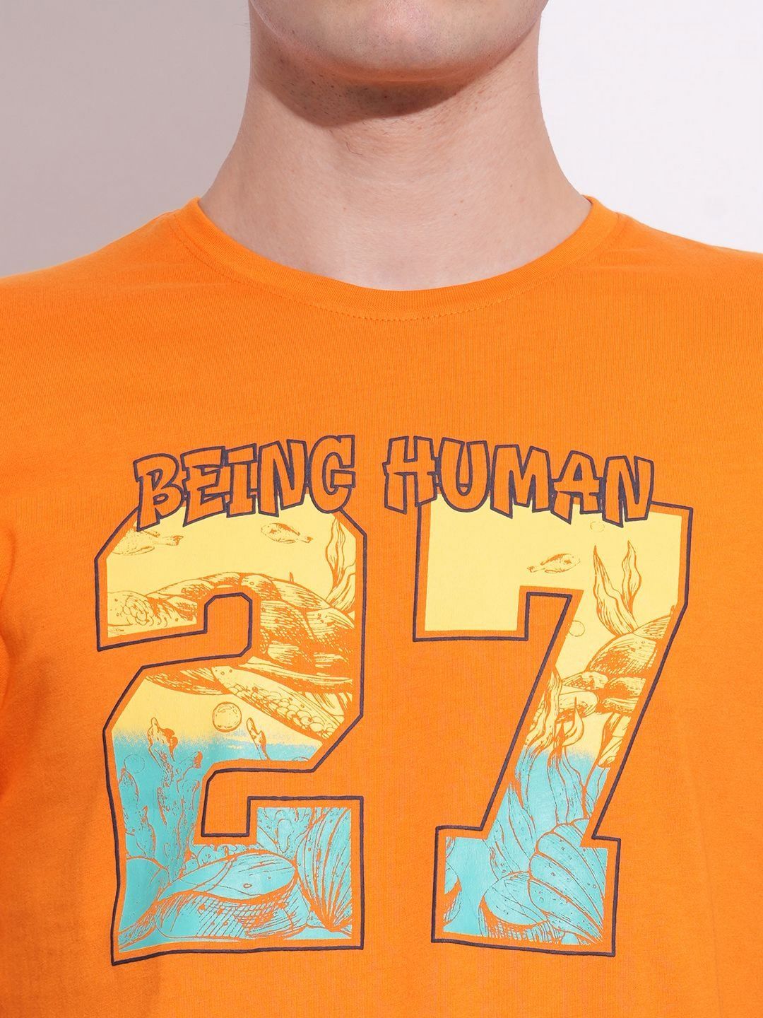 Being Human Men Typography Printed Round Neck Cotton T-shirt