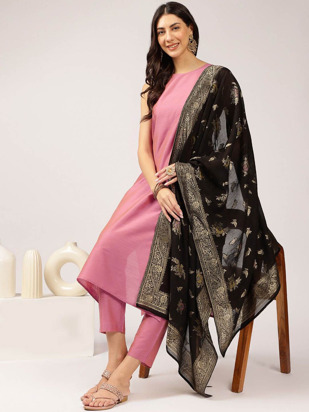 Anouk Women Regular Kurta with Trousers & With Dupatta