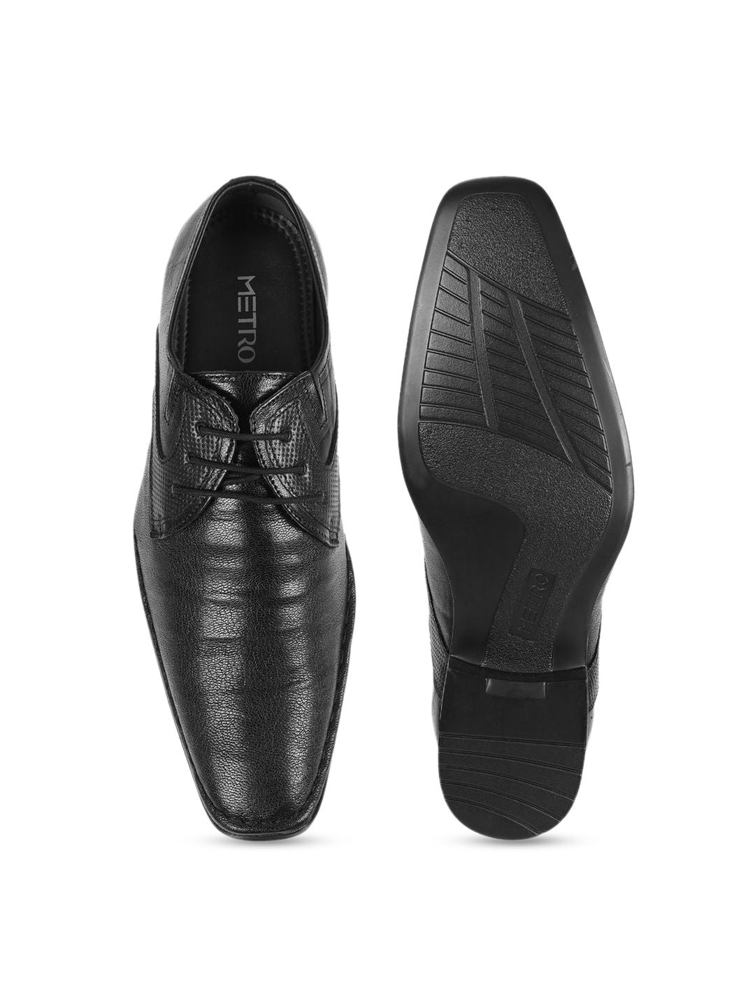 Metro Men Textured Leather Formal Derbys
