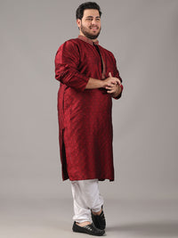 SOJANYA PLUS Plus Size Lelaki Paisley Woven Design Band Collar Straight Kurta With Pajama