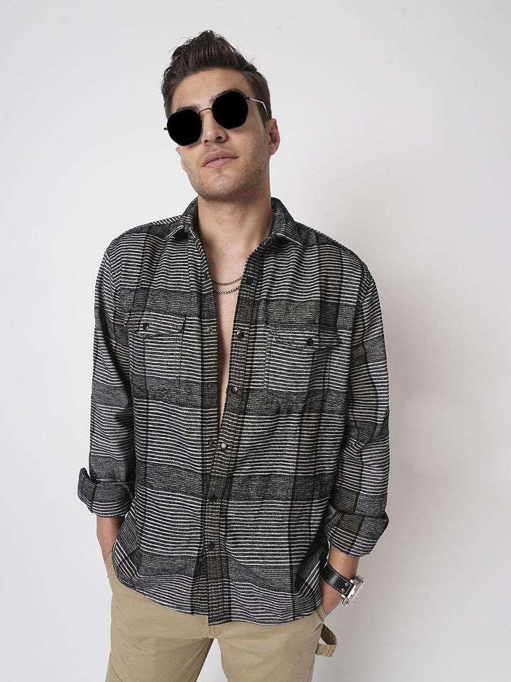 VASTRADO Men Classic Slim Fit Opaque Striped Casual Shirt