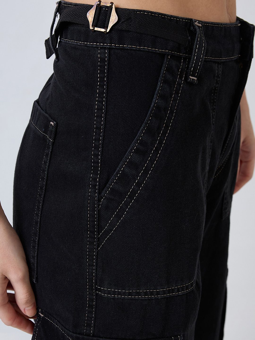 SPYKAR Women Straight Fit High-Rise Cargo Styles Jeans