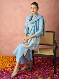 KALINI Floral Yoke Design Straight Thread Work Kurta with Trousers & Dupatta