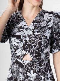 SANSKRUTIHOMES Women Fit & Flare Puff Sleeves Midi Dress