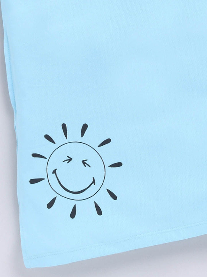Happy Faces Girls Conversational Printed Pure Cotton Longline T-shirt