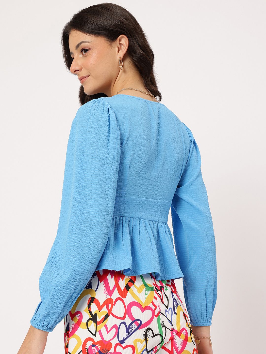 DressBerry Timeless Textures Seersucker Peplum Top
