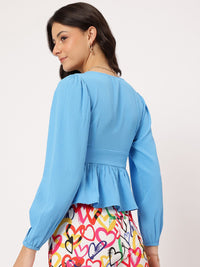 DressBerry Timeless Textures Seersucker Peplum Top