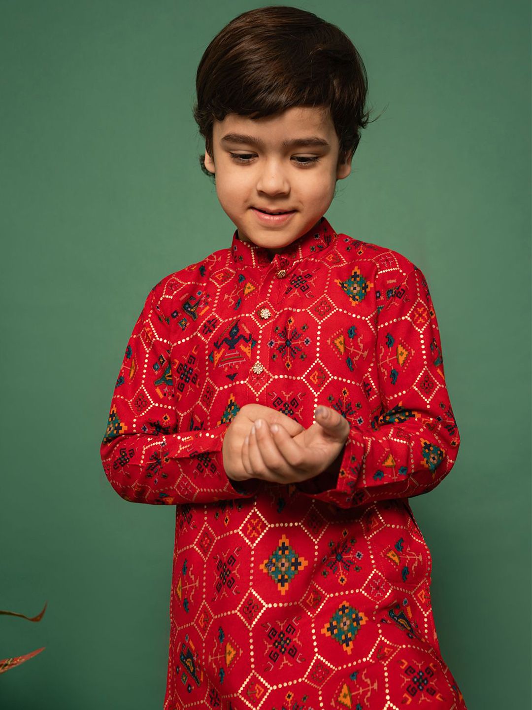 VASTRAMAY Boys Ethnic Motifs Printed Regular Kurta with Patiala