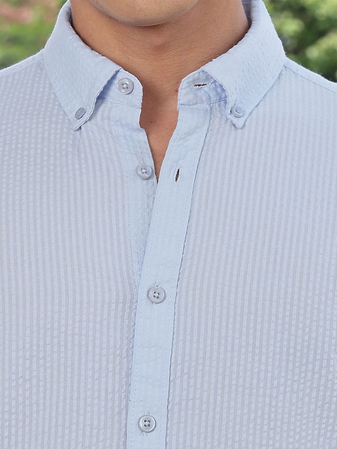 Thomas Scott Premium Seersucker Button-Down Collar Cotton Shirt