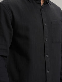 HIGHLANDER Men Comfort Relaxed Fit Textured Spread Collar Cotton Casual Shirt