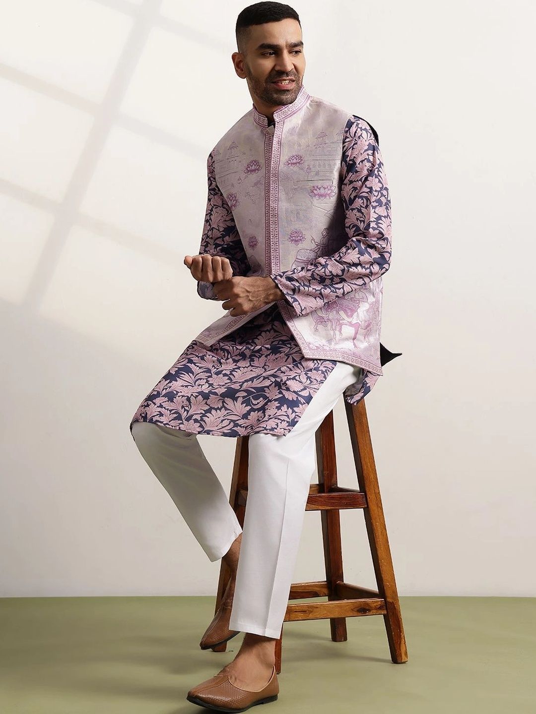 SOJANYA PLUS Woven Design Brocade Nehru Jackets