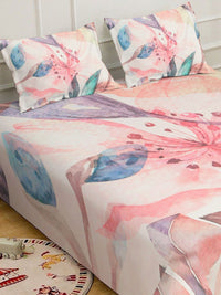 Myntra Elegant Homes Bunga-bunga Berbilang Warna 400 TC Cadar King dengan 2 Sarung Bantal