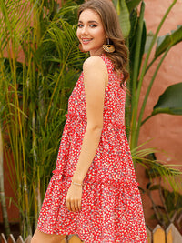 DressBerry Floral Print Tiered A-Line Dress