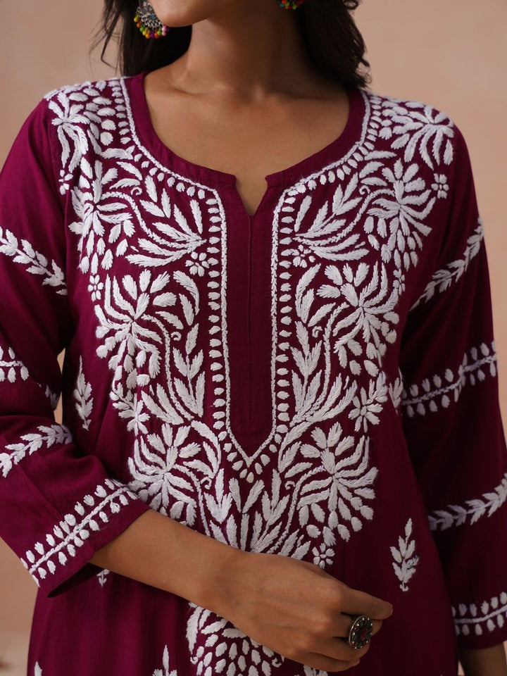 Rumah Wanita Chikankari Sulam Kurta Chikankari