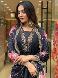 KALINI Women Floral Embroidered Regular Thread Work Kurta with Trousers & With Dupatta