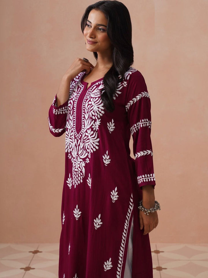 Rumah Wanita Chikankari Sulam Kurta Chikankari