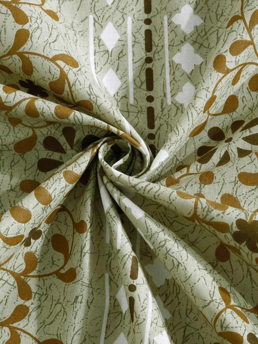 Myntra Elegant Homes Green Floral Pure Cotton 400 TC King Bedsheet Set 2.5m x 2.25m