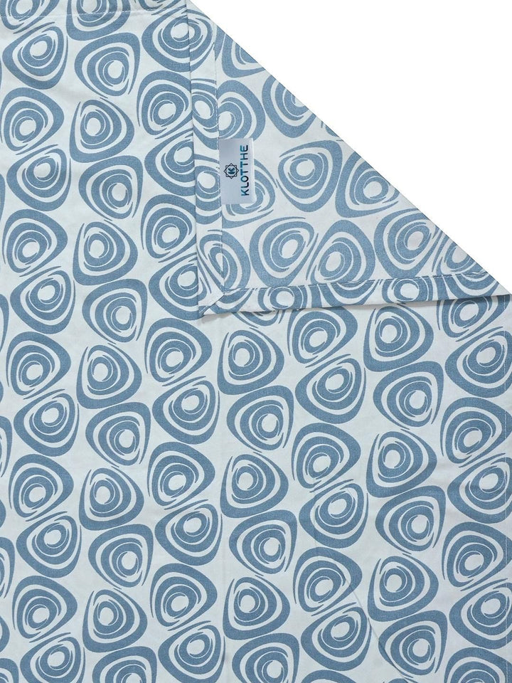 KLOTTHE Blue Geometric 300 TC King Bedsheet with 2 Pillow Covers
