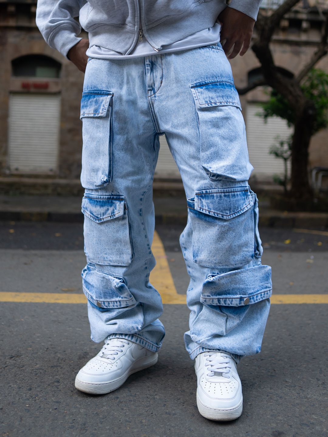 Powerlook Men Cotton Longgar Fit Cargos Fit