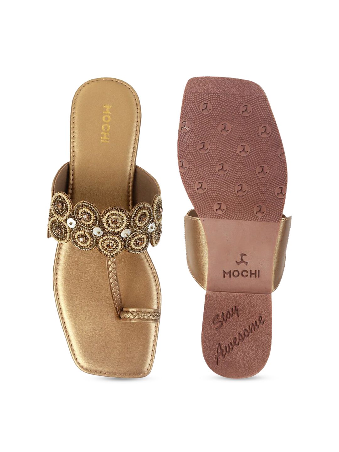 Mochi Women Ethnic One Toe Flats