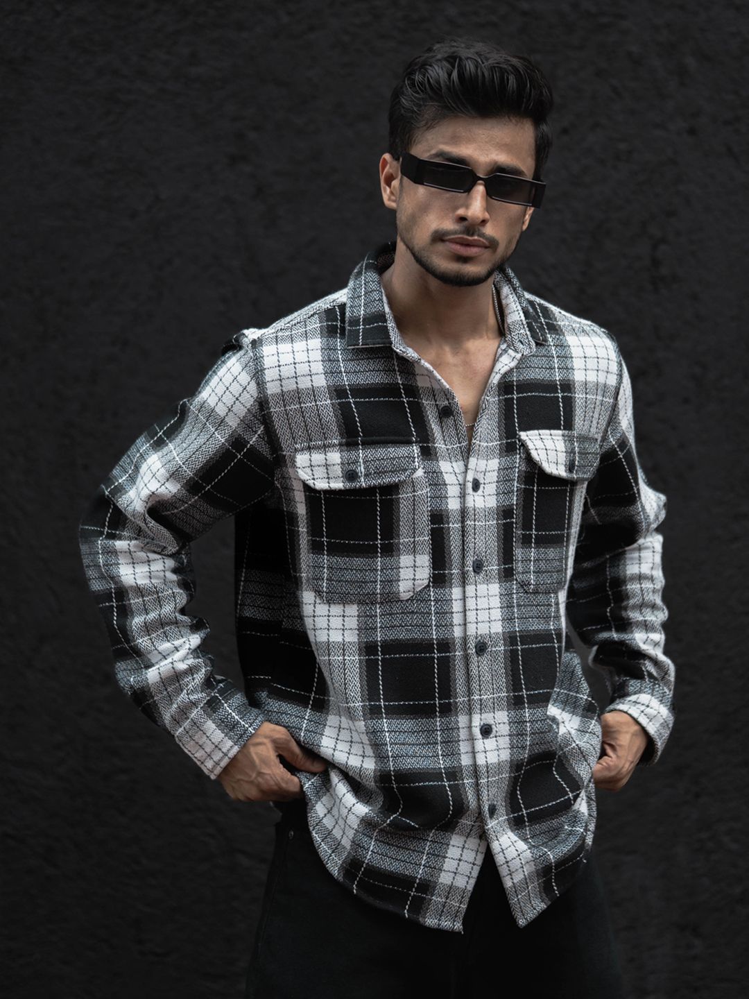 Powerlook Men Spread Collar Tartan Checked Casual Shirt