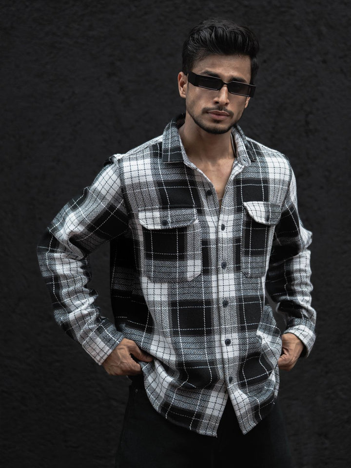 Powerlook Men Spread Collar Tartan Checked Casual Shirt