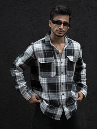 Powerlook Men Spread Collar Tartan Checked Casual Shirt