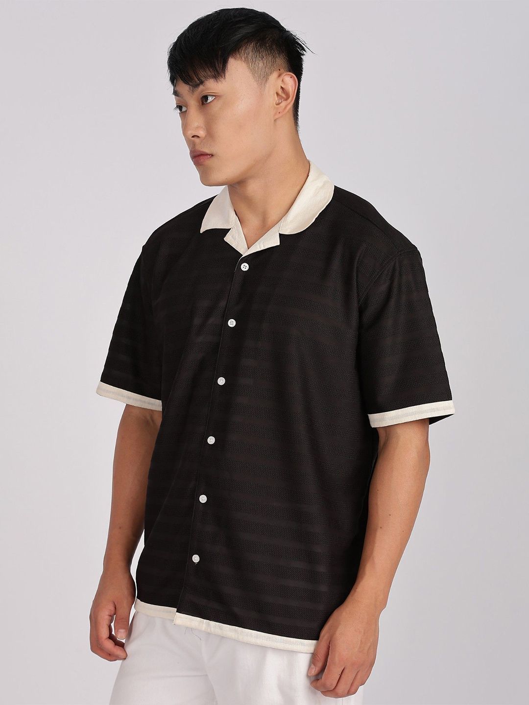Eszett Cuban Collar Cotton Shirt