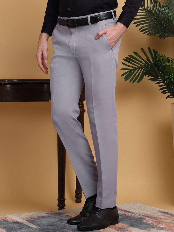 KLOTTHE  Men Solid Mid-Rise Slim Fit Formal Trouser