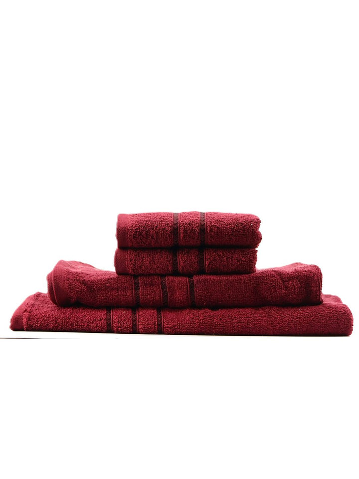 BOMBAY DYEING Maroon 4 Piece Cotton 400 GSM Towel Set