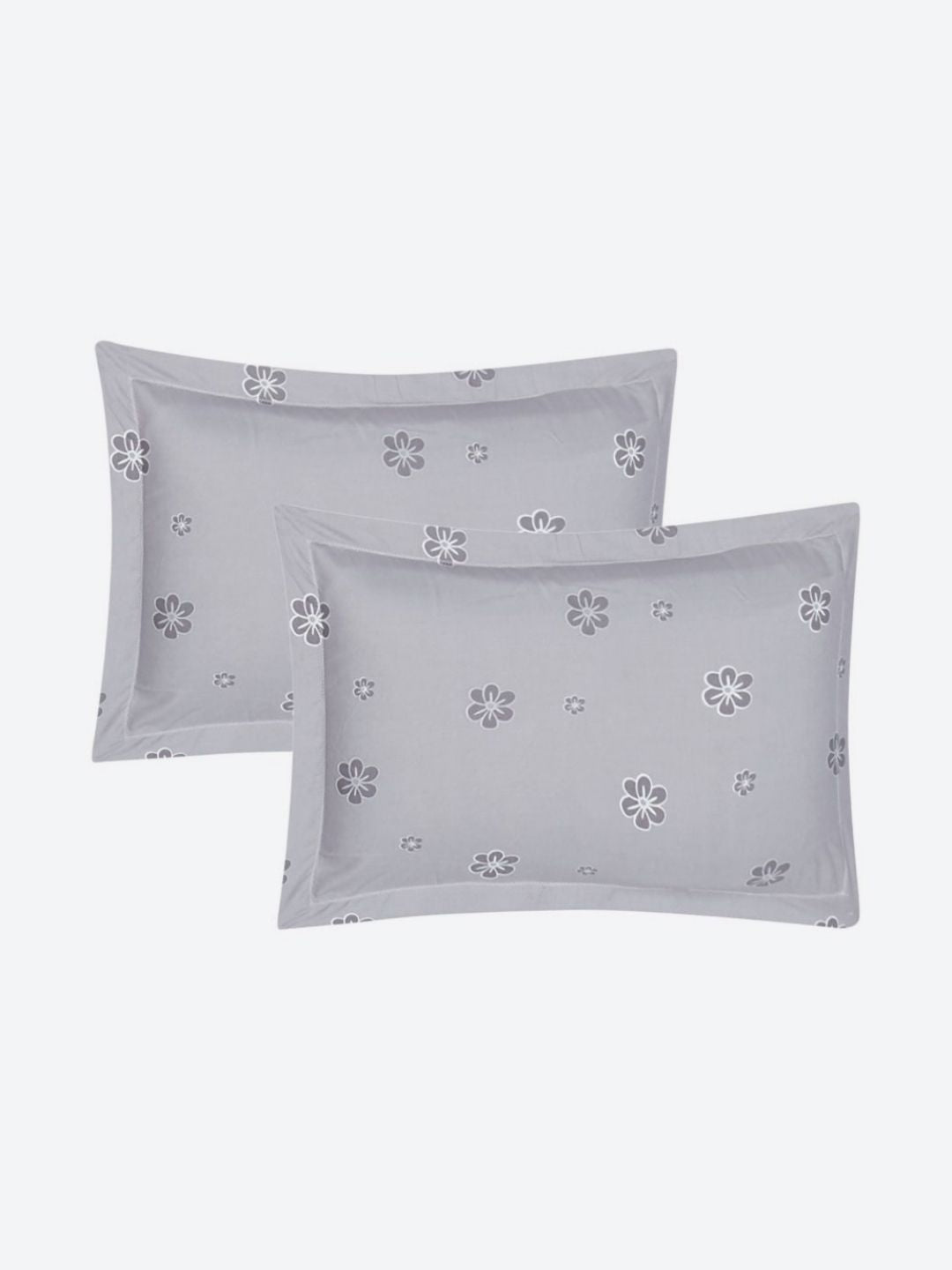 Monte Carlo Stanley White & Grey Printed 144 TC King Bedsheet Set 1.85 m x 1.95 m