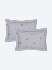 Monte Carlo Stanley White & Grey Printed 144 TC King Bedsheet Set 1.85 m x 1.95 m