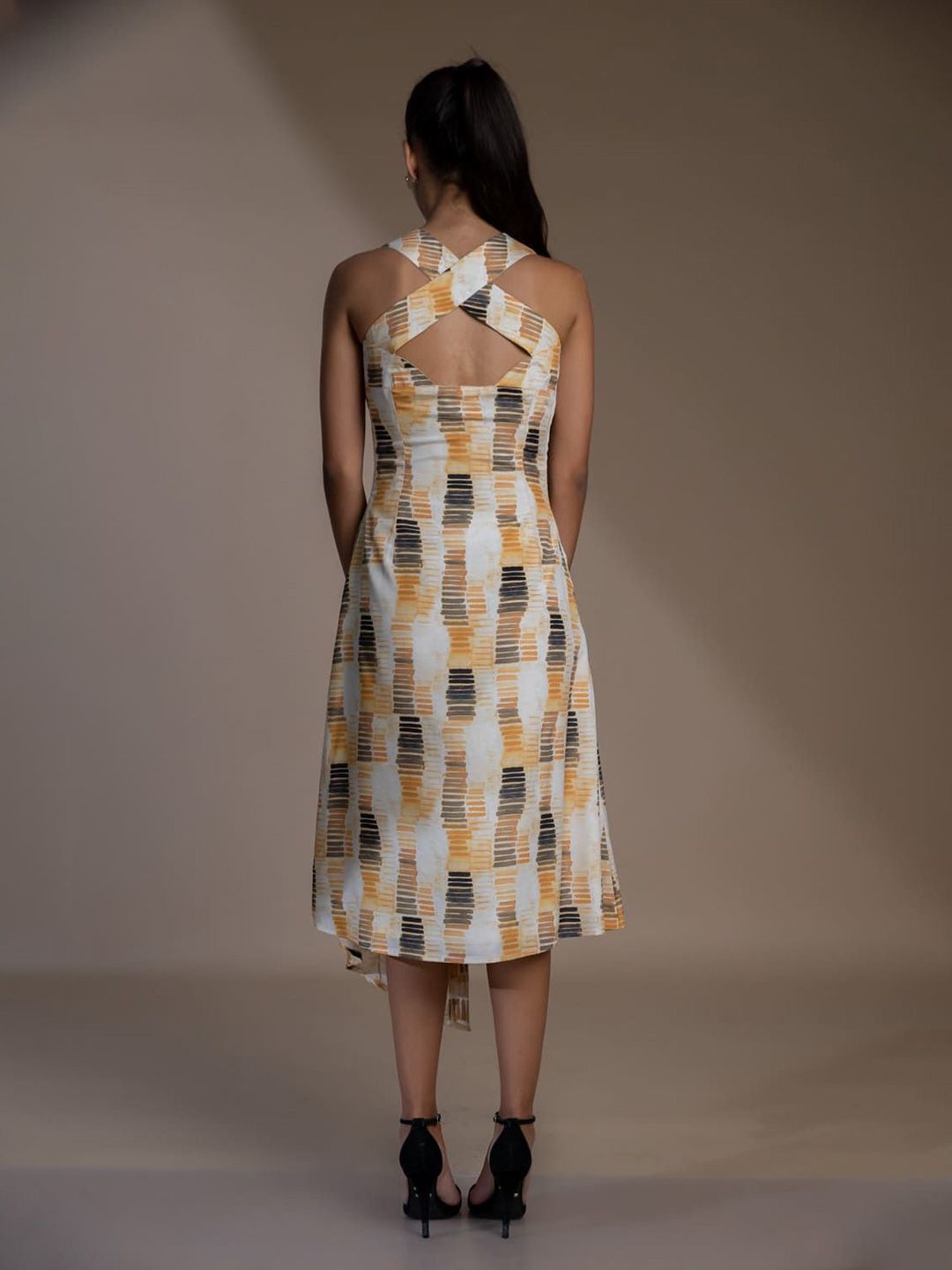 Mamicha Floral Print Crepe A-Line Dress
