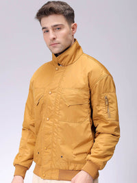 The Indian Garage Co Men Solid Padded Bomber Utility Jacket