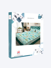Myntra Elegant Homes Watak Kartun Hijau 300 TC Cadar Katil King dengan 2 Sarung Bantal