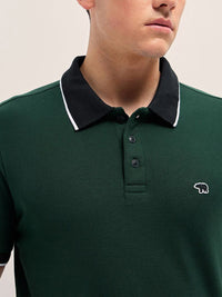 THE BEAR HOUSE Men Solid Polo Collar Cotton T-shirt